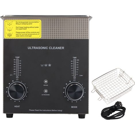Nettoyeur ultrasonique 2L, mode double, portable, acier inoxydable 40kHz, bijoux, verres, prise UE 220V AC (1/5)