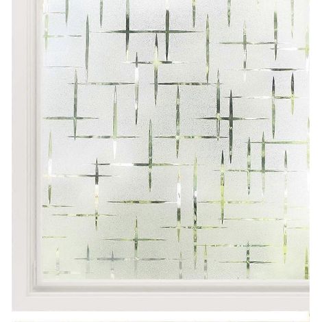 Film de protection statique dépoli pour vitres, film électrostatique sans adhésif anti-UV, motif croisé, pour la maison ou le bureau. (1/5)