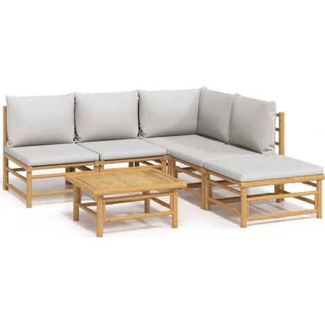 Maison Exclusive - 6-tlg. Garten-Lounge-Set mit Hellgrauen Kissen