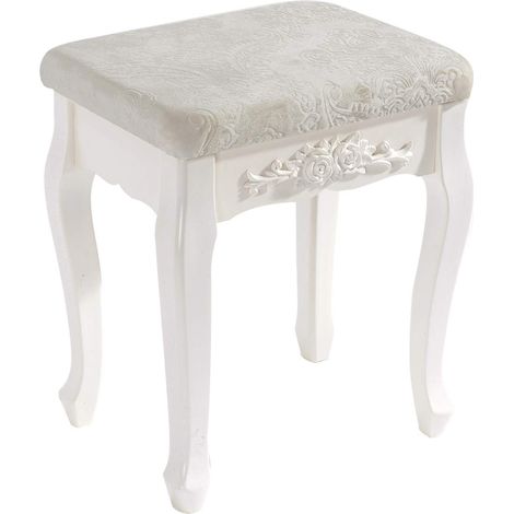 Taburete tocador de madera MDF blanco crema 190000469