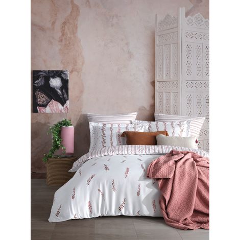 Funda nórdica, funda nórdica, ropa de cama Set Rosa Blanco