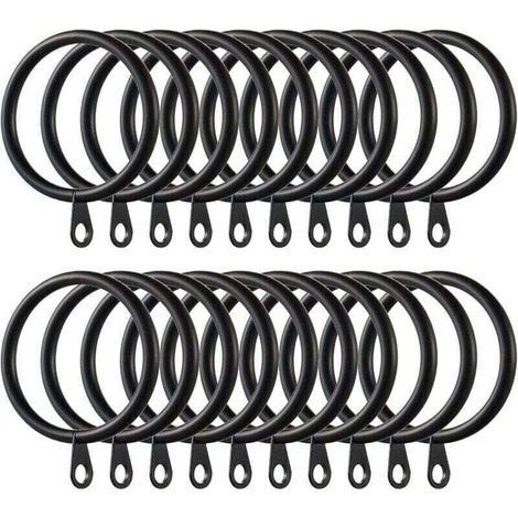 40Pièces Anneaux de Rideau, XU, Anneaux de Suspension en Métal de Rideaux pour Rideaux et Tringles, 38mm Diamètre Intérieur (Noir) - KZQ (1/4)