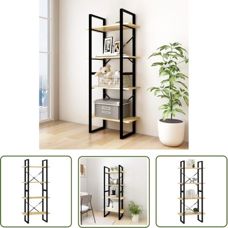 Étagère de Rangement Bibliothèque à 4 niveaux, Montage facile, 60x30x140 cm Bois de pin massif OIB2775E (1/5)