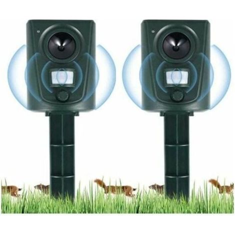 Repellente a ultrasuoni per gatti e cani – Rilevatore di movimento fino a 30 m – Impermeabile e resistente alle intemperie – Facile installazione con picchetto (1/4)