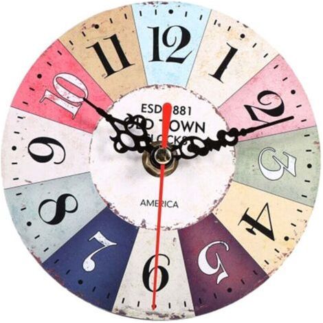1 pezzo - Orologio da parete artistico rotondo in MDF in stile europeo antico - Decorazione per la casa o l'ufficio (1/4)