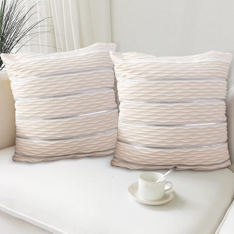 Lot de 2 Housses de Coussin en Velours 45 x 45 cm Taies d'oreiller Décoratives avec Fermeture Éclair Cachée (1/5)