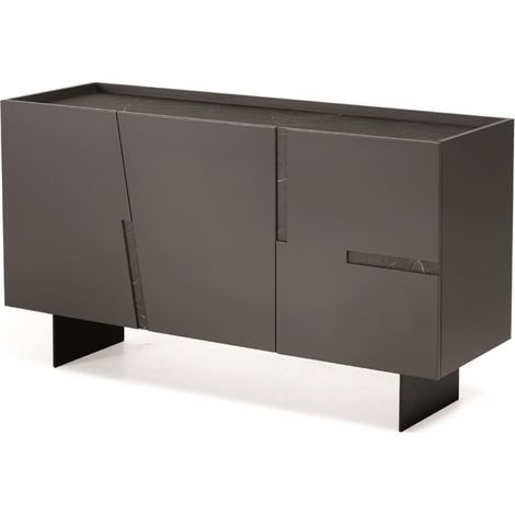 Madia credenza 3 ante inserti Marmo Nero con scocca Antracite GIRONA con 2 piedini (1/5)