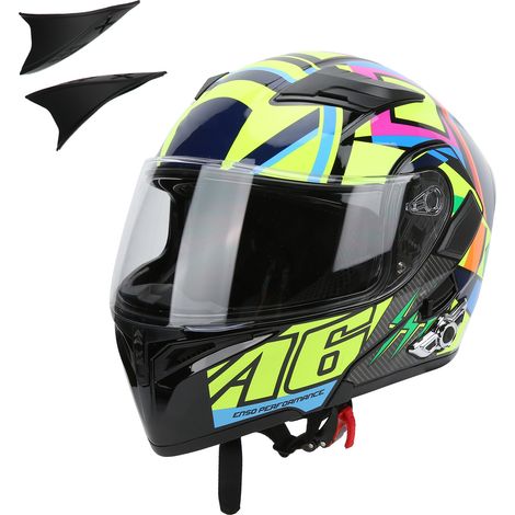 Casque de moto Bluetooth à double visière relevable électrique avec motif corne de bœuf (1/5)