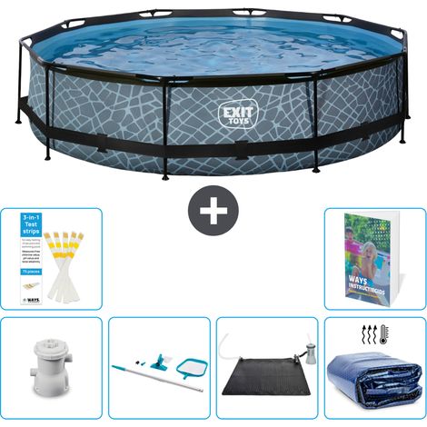 Exit Pool Rund - Steinoptik - 360x76 cm - 7-teilig S235