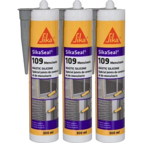 3er-Set Silikon-Dichtmasse SIKA SikaSeal 109 Schreinerei - Grau - 300ml (1/5)