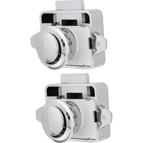 Lot de 2 verrous à bouton, poussoir en métal pour armoires, coffre (1/5)