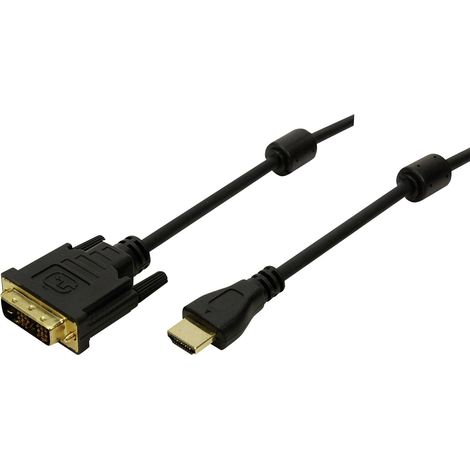 Câble adaptateur LogiLink HDMI / DVI Fiche mâle HDMI-A, Fiche mâle DVI-D 18+1 pôles 2.00 m noir CH0004 Câble HDMI R848051 (1/2)