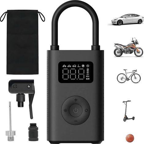 Portable Electric Air Compressor, 150 PSI Tyre Inflator for Car, Scooter, Bike Tyres and Balls - Wireless with Digital Pressure Detection (1/5)