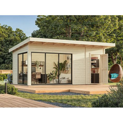 Abri de jardin en bois Andrea 15,2 m2 Slide Naturel (1/5)