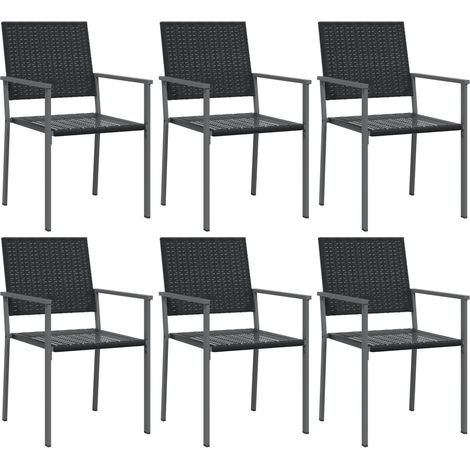 Chaises de jardin lot de 6 noir 54x62,5x89 cm résine tressée vidaXL (1/6)