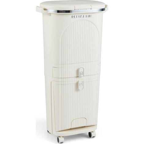 Tri des déchets simplifié, poubelle de cuisine 11 gallons à 3 compartiments avec couvercle, pédale et roues (1/5)