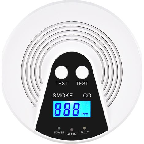 Detector de humo y monóxido de carbono con pantalla LCD, alarma de humo y alerta por voz, alarma combinada de humo y CO, funciona con pilas.