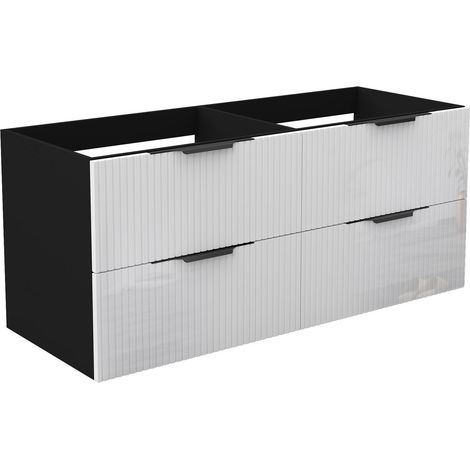 Unterschrank Badmöbel Badschrank Waschbeckenunterschrank 120cm Mattschwarz+Hochglanzweiß TYP3 (1/5)