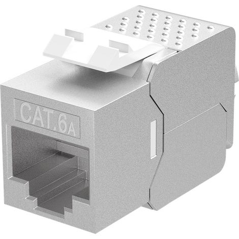 Wentronic 79448 Keystone - Módulo RJ45 (Cat. 6A, STP, Tipo cocodrilo, con Pinza para Montaje sin Herramientas)