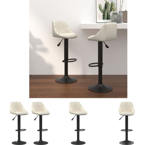 The Living Store Barhocker 2 Stk. Creme Samt - Barhocker (1/5)