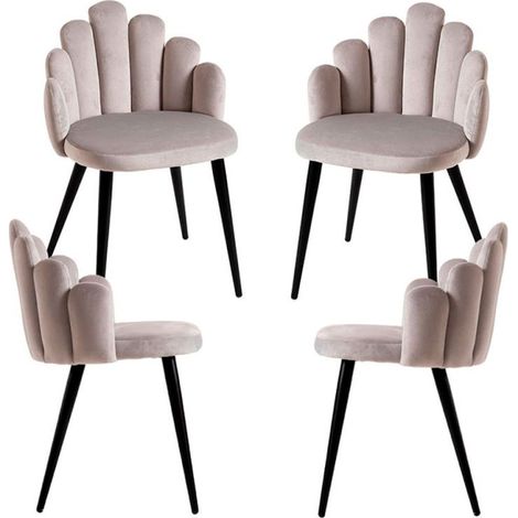 Packs Sillas Comedor - Pack 4 Sillas Hand Patas Negras Terciopelo - Gris (1/5)