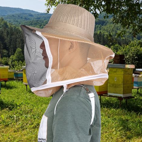 Chapeau de cowboy d'apiculteur d'extérieur respirant et ignifugé avec voile d'apiculture et protection pour le visage et la tête (1/5)