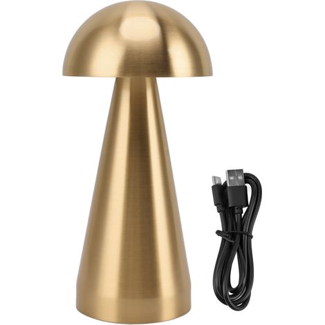 Ortviai Lampe de table forme champignon LED rechargeable sans fil, 3 températures de couleur, réglage progressif, or (1/5)