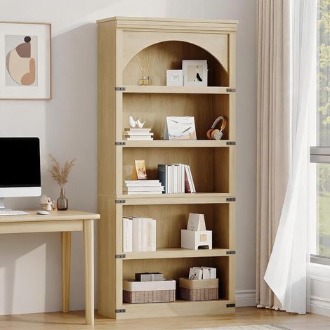 Bibliothèque ferme 5 étages 175.26 cm naturelle salon chambre bureau (1/5)