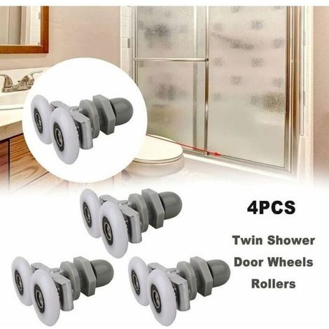 Roulette porte de douche en verre double roulement 23mm, coulissant à glisse smooth pour porte vitrée de salle de bain, accessoire de rechange lot de 4 pièces (1/4)