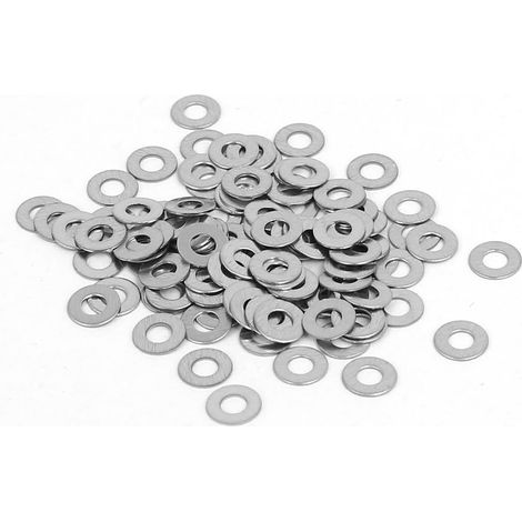 Rondelle Plate M2 304 Acier Inoxydable Ton Argent 100PCS (1/2)