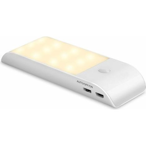 Veilleuse LED automatique, rechargeable par USB, avec détecteur de mouvement, allumage/extinction automatique, lumière blanche naturelle pour placard, aimantée, pour salon ou chambre. (1/5)