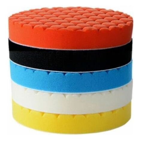 Lot de 6 disques de polissage 125 mm – Éponge premium flexible – Pour polissage automobile et surfaces délicates – Couleurs assorties (1/5)