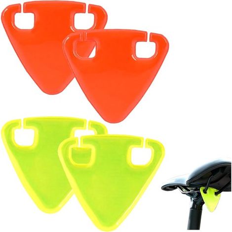 Ensemble de 4 réflecteurs pour vélo, réflecteur arrière triangulaire pour selle ou cadre de vélo, plaque de montage hautement réfléchissante pour une meilleure visibilité. (1/4)