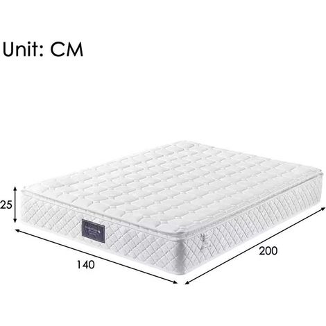 Matelas ressorts mousse froide 140x200cm H3 25cm 7 zones,certifié revêtement microfibre matelassé.