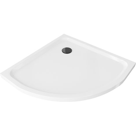 Mexen Flat piatto doccia semicircolare slim 70 x 70 cm, bianco, sifone nero - 41107070B (1/5)
