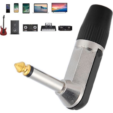 Fiche haut-parleur XLR coudée 6,35 mm, fiche haut-parleur XLR, connecteur microphone, fiche coudée 6,35 mm, noir. (1/5)
