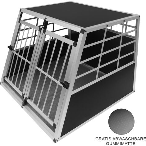 Auto Hundetransportbox große Doppelbox Hundebox Transportbox Gitterbox Fahrzeugbox Kofferraumbox Katzen Hunde Aluminium Trapez (1/5)