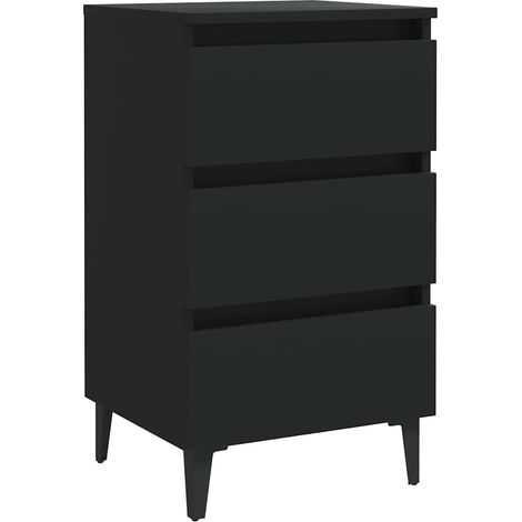 Maison Exclusive - Nachttisch mit Metallbeinen Schwarz 40x35x69 c (1/5)