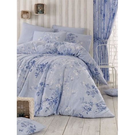 Bettwäsche - 1 Bettdecke 220 x 240 cm + 2 Kissenbezüge 60 x 60 cm - 100% verstärktes Baumwolle - Blau