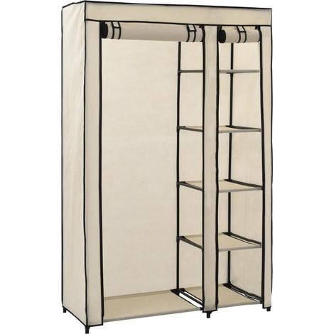 vidaXL Folding Wardrobe Cream 110x45x175 cm Fabric
