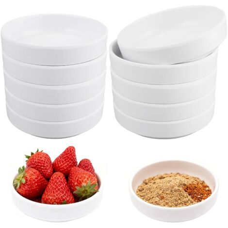 10 Pièces Bols à Sauce Soja Blanc, 8.7 X 2.6 cm Mini Bols à Trempette, Rond Coupelle Aperitif Réutilisable, Empilables, pour Entrées, Ketchup, Confiture, Sushi, Epices, Fruits, Garnitures, BBQ (1/5)