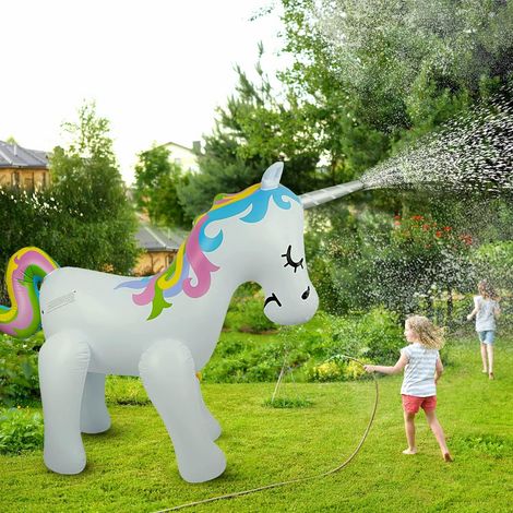 Aspersor inflable Float Joy para niños, aspersor de agua con forma de unicornio, juguetes inflables para jugar al aire libre, jardín de verano, decoración para fiestas infantiles y de adultos. (1/5)