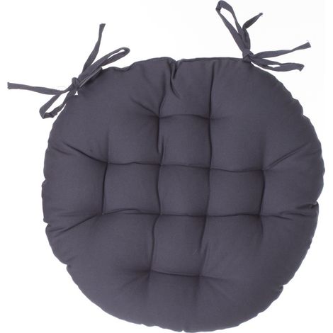 Sitzauflage rund aus dunkelgrauer Baumwolle D 38 cm