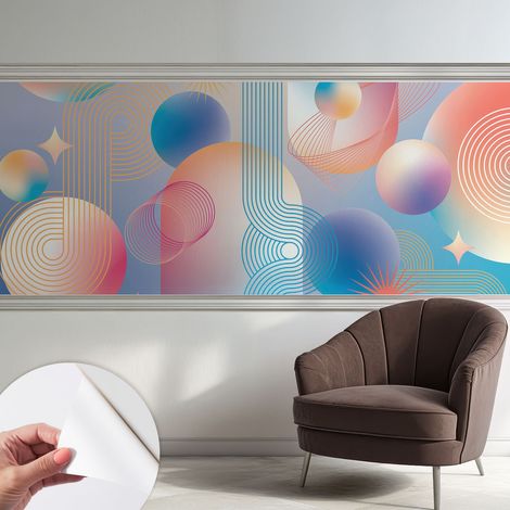 Papier peint autocollant adhésif avec imprimé motifs uniques apparence moderne Abstraction colorée 250x104 cm (1/5)