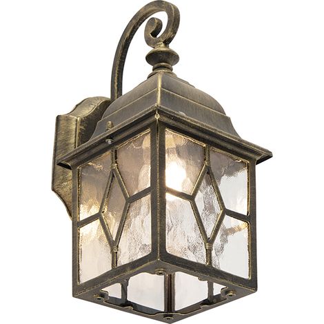 QAZQA + rústico Aplique de pared exterior romántico bronce - London Aluminio /Vidrio Cubo /Cuadrada Adecuado para LED Max. 1 x 60 Watt