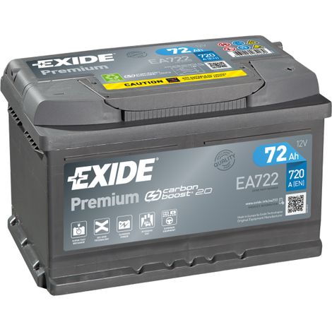 Exide – Batterie voiture 12V 72Ah 720A – Dimensions 278x175x175mm – Technologie CA épaisses – SKU EA722 (1/10)