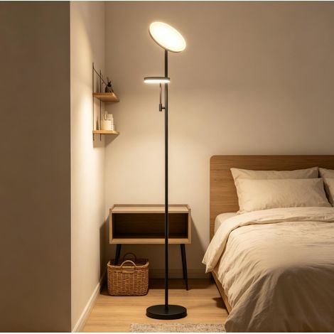 Lampada da terra LED 42W dimmerabile Ø25 x 175 cm nera metallo e PC - CHICFURN (1/5)