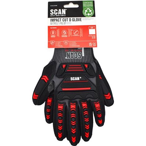 Scan NJC3266DQS Nitrile Palm Impact Cut D Gloves - L (Size 9) SCAGLOCIML