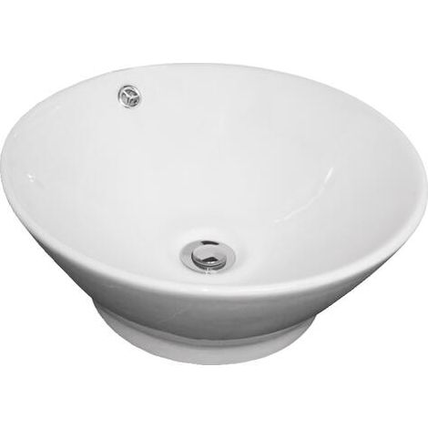 ONDEE - Lavabo redondo con bordes acampanados para colocar AMALFI - blanco -  42,5 cm  Cerámica -  Lavabo con rebosadero - Entregado sin tapón ni grifería