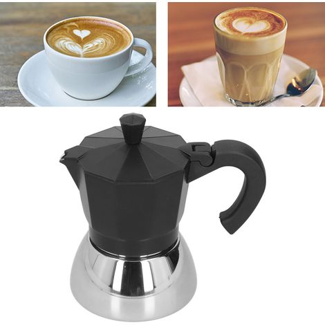 Mokkakanne, 4 Tassen (180 ml), Kaffeemaschine für den Hausgebrauch, extra starker achteckiger italienischer Kaffee, schwarz (1/5)